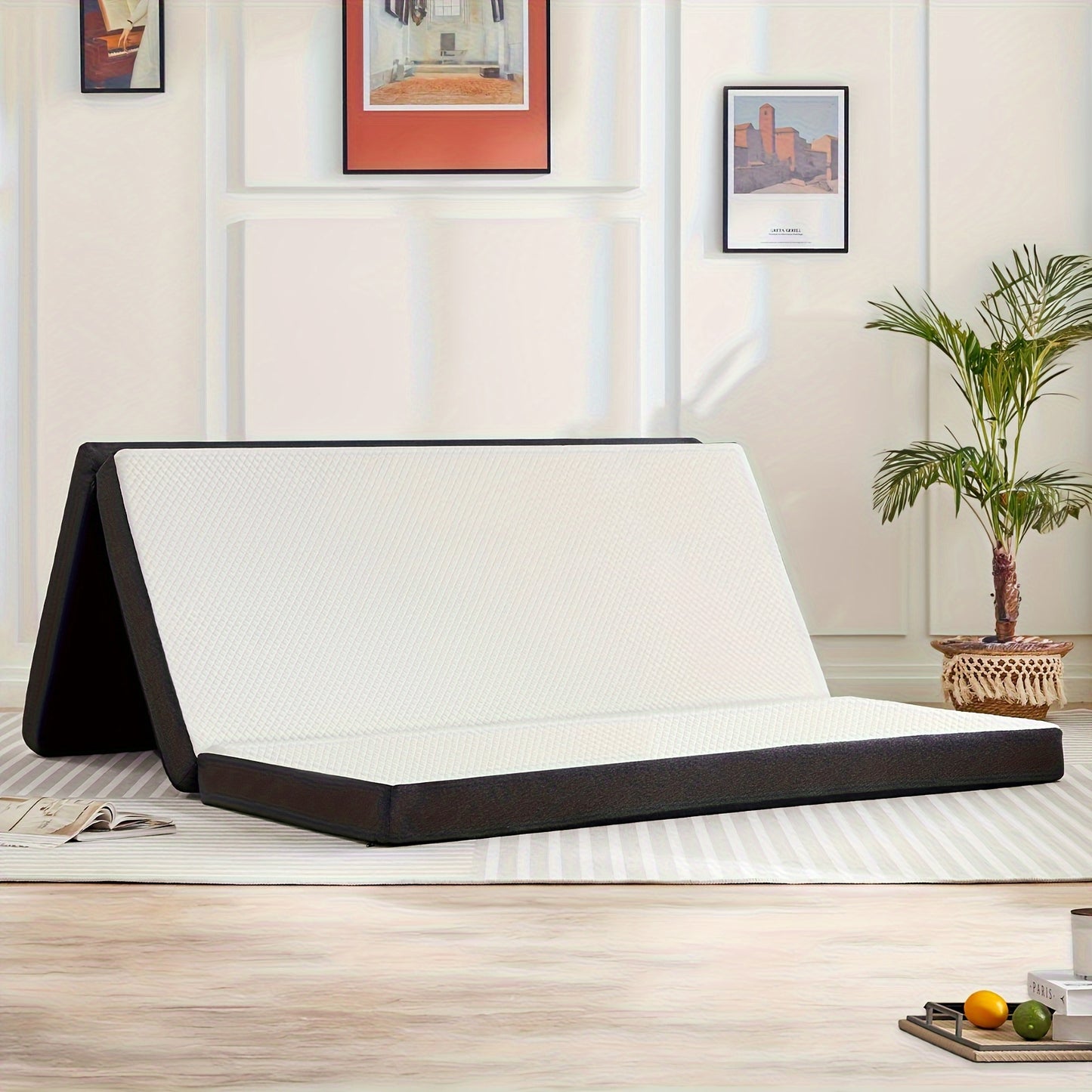 4-Inch Tri-Fold Memory Foam Mattress - Ultra-Comfortable Foldable Guest Bed with Washable Cover, Perfect for Travel, Camping, and Small Space Sleeping - Compact, Portable, and Easy to Store