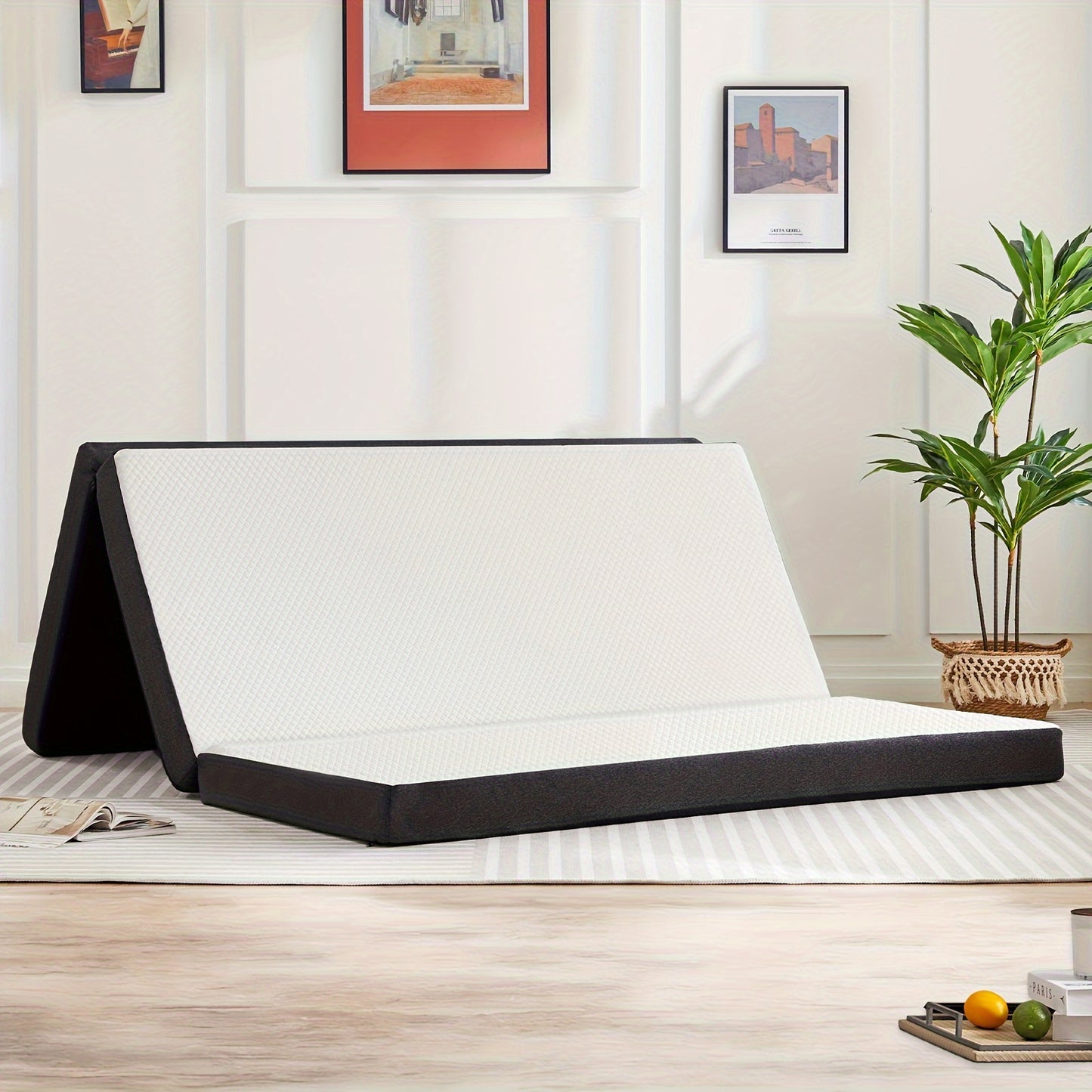 4-Inch Tri-Fold Memory Foam Mattress - Ultra-Comfortable Foldable Guest Bed with Washable Cover, Perfect for Travel, Camping, and Small Space Sleeping - Compact, Portable, and Easy to Store