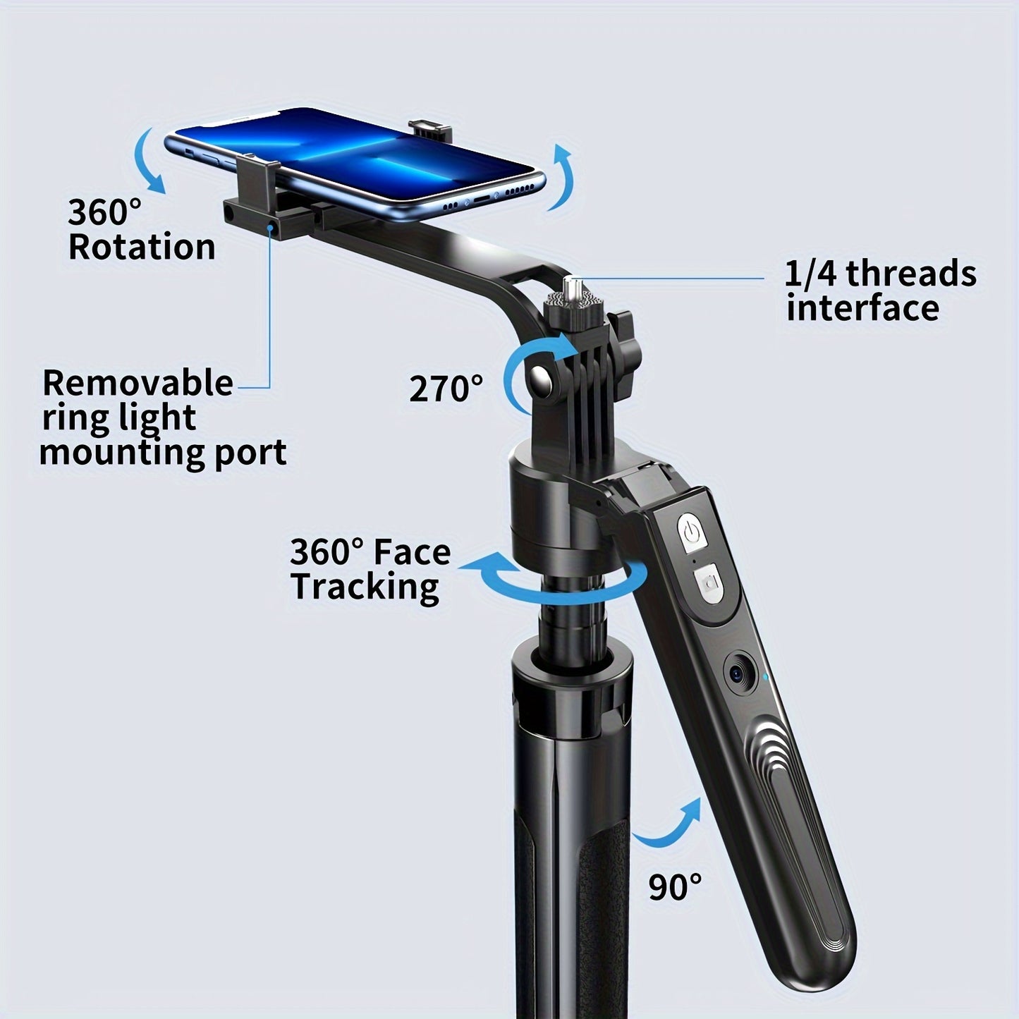 70.9" Phone Tripod with Auto Face Tracking - Tripods with 360° Rotation, Motion Sensor, Remote, and Phone Holder for Cell Phone 4"-7" Vlog/Live Stream/Video Recording