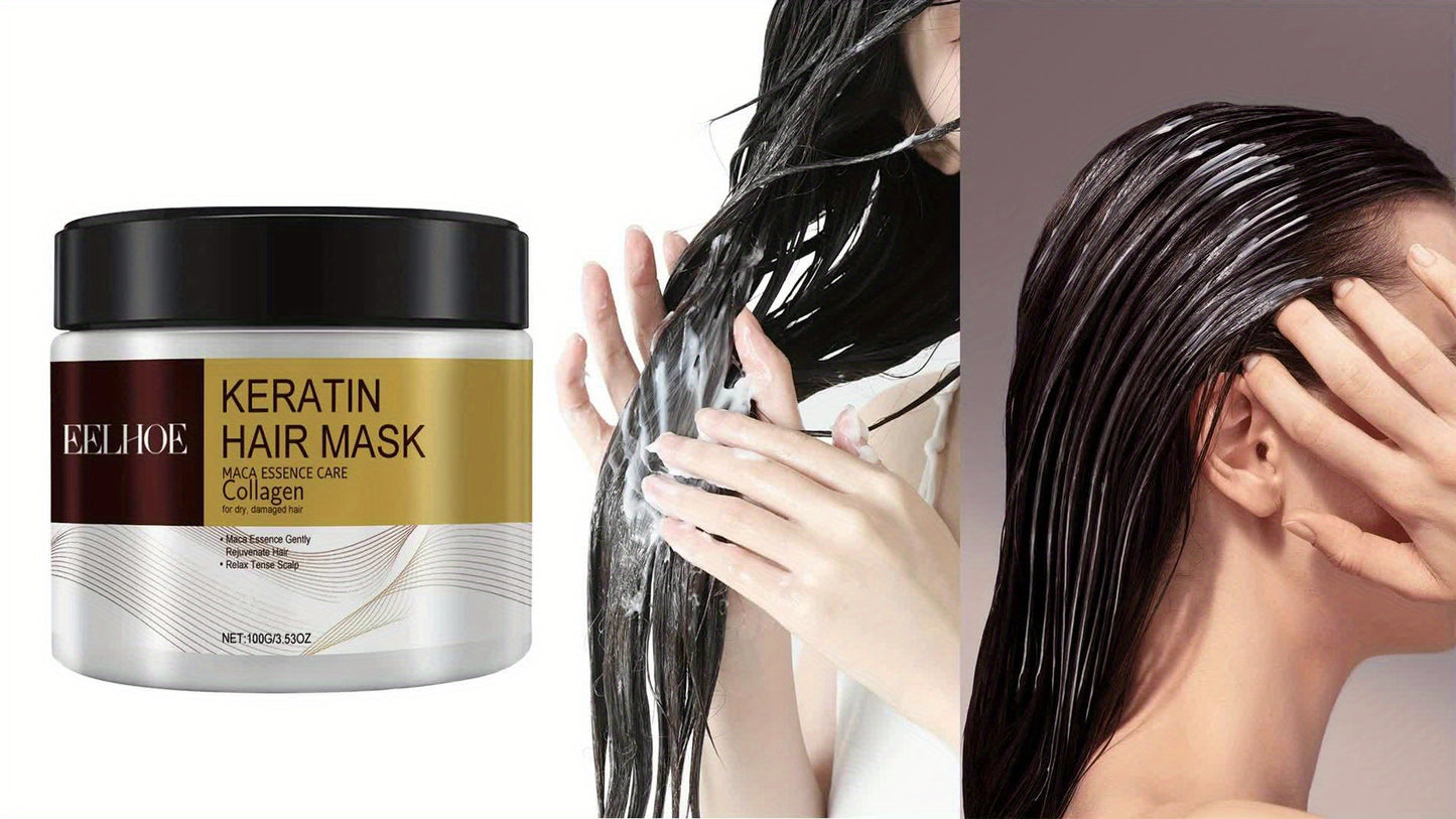 2pcs Argan Oil Collagen Hair Mask, Repairs Damaged Hair for Straight, Curly, Dyed, and Permed Hair Types