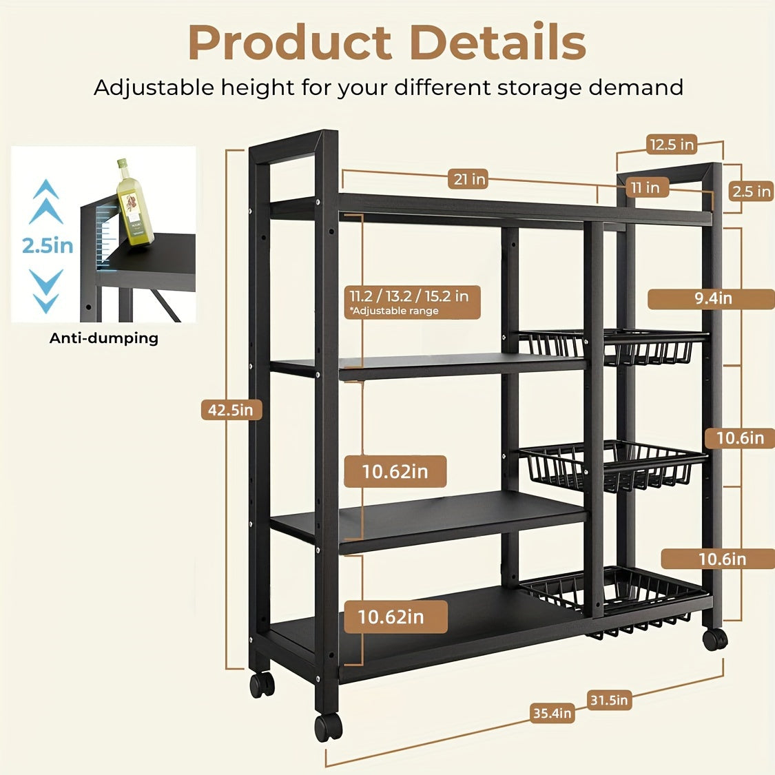 Large Capacity Multi-tier Shelving Unit - Multilayer Design, Super Load-bearing, Suitable For Kitchen, Bathroom, Study, Solving Storage Challenges Effortlessly