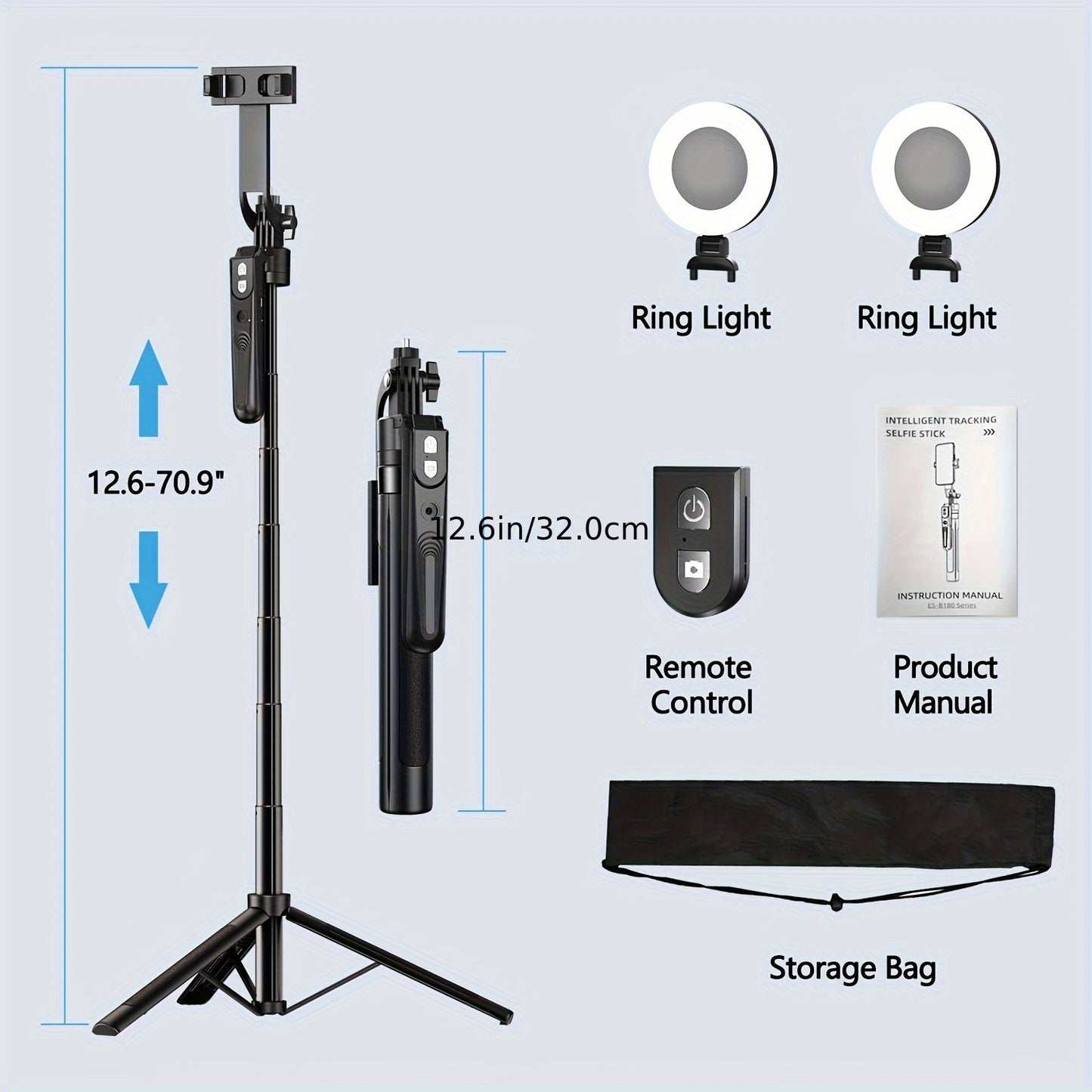 70.9" Phone Tripod with Auto Face Tracking - Tripods with 360° Rotation, Motion Sensor, Remote, and Phone Holder for Cell Phone 4"-7" Vlog/Live Stream/Video Recording