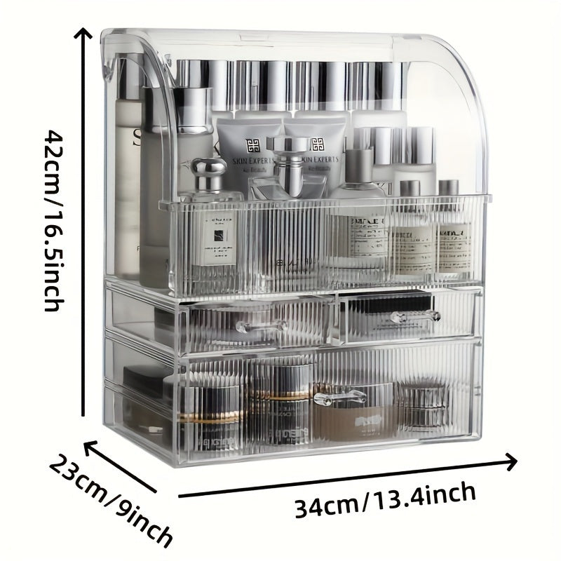 Professional Large Cosmetic Makeup Organizer Dust Water Proof Cosmetics Storage Display Case with Drawers Portable For Brushes Lipsticks Jewelry, Utility Shelves