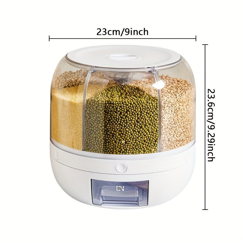 Large-Capacity Rice Dispenser - Rotating, Divided Design - Moisture & Insect-Proof Sealed Cereal Container for Home Kitchen Storage