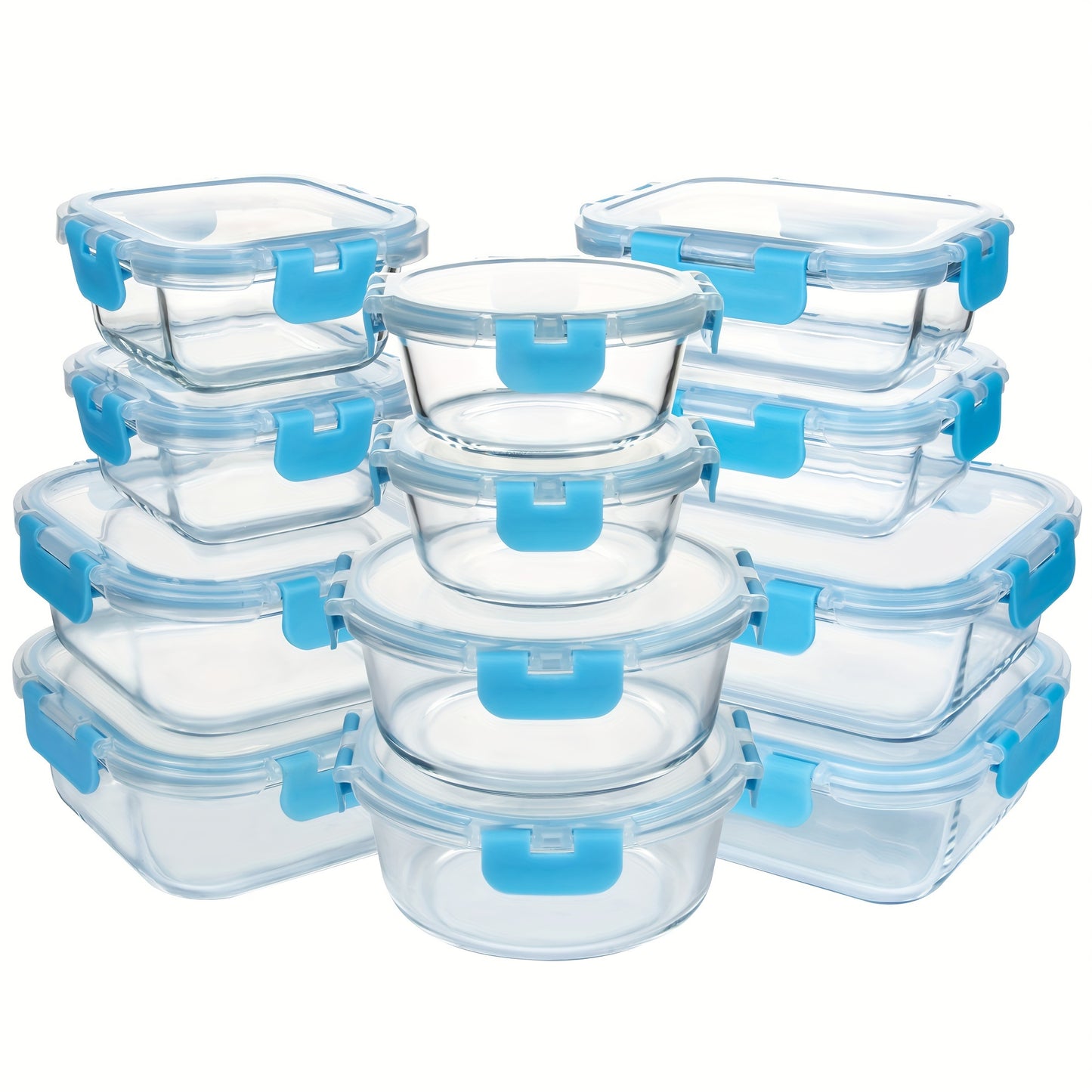 24pcs 12+12 Glass Storage Containers with Lids, High-Quality Borosilicate Glass Meal Prep Containers, Dishwasher, Microwave, Freezer Safe, Leak-Proof, Perfect for Leftovers and To-Go