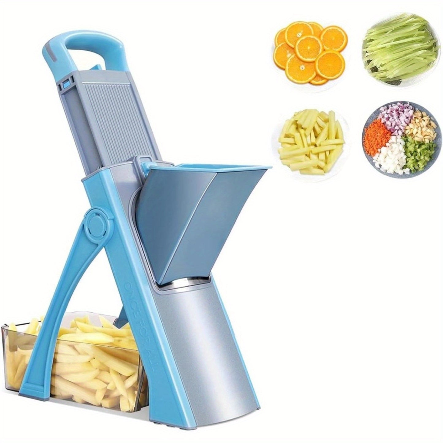 Home Dice and Shred Tool, Adjustable Vegetable Food Chopper Multifunctional Kitchen Slicer with Bottom Suction Cup Easy Clean Potato Fries Cutter