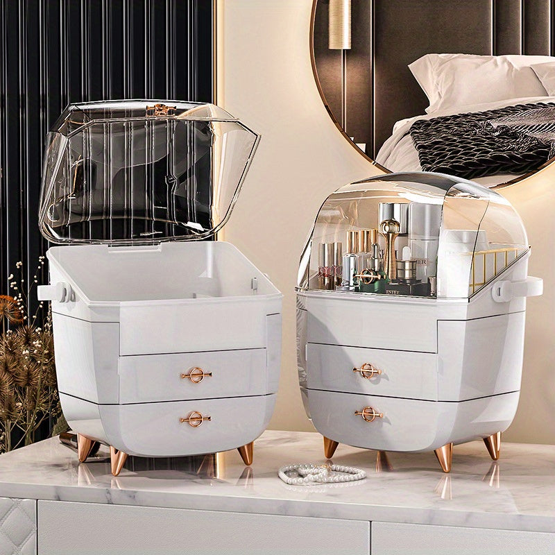 Light luxury cosmetics storage box Home storage box Advanced sense desktop large capacity bedroom dustproof plastic cosmetic box