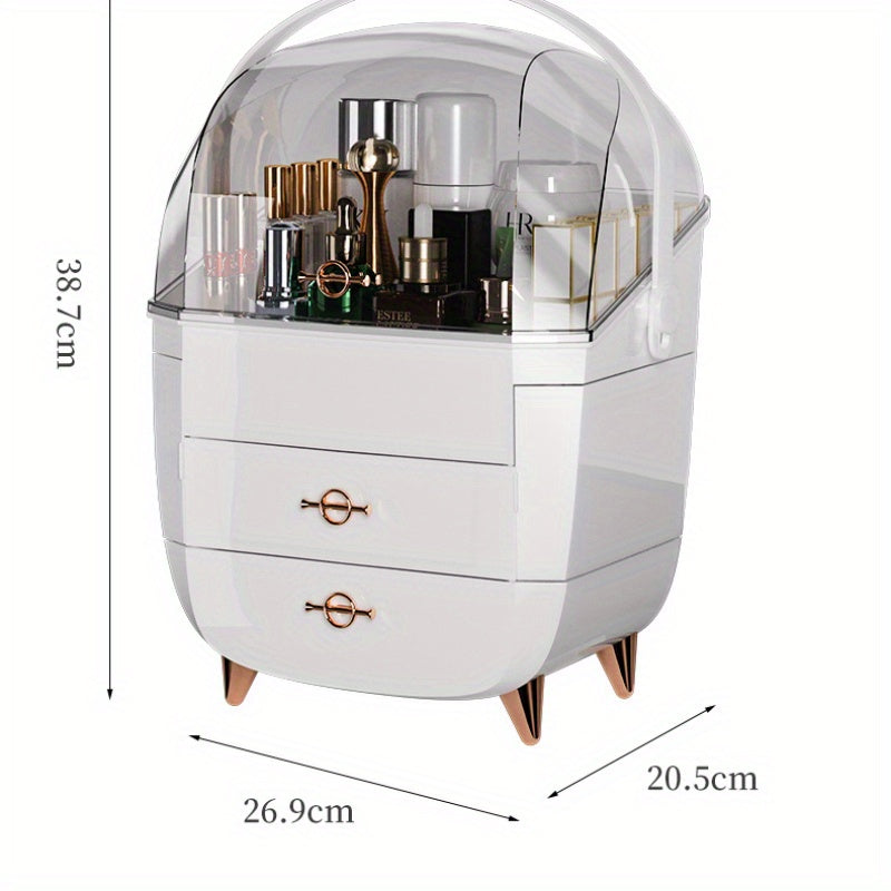 Light luxury cosmetics storage box Home storage box Advanced sense desktop large capacity bedroom dustproof plastic cosmetic box