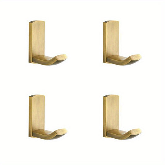 Set of 4 Vintage Brass Wall Mounted Robe Hooks for Home Storage Organization with Traditional Design and Easy Screw Installation Accessories