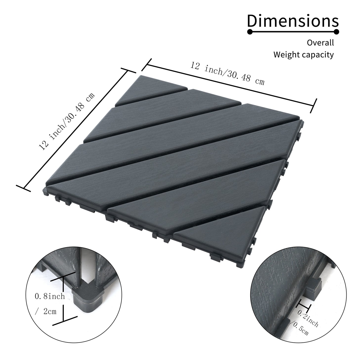 44 Pack 12"x12" Waterproof Plastic Interlocking Deck Tiles - Durable, All-Weather, High Load-Bearing Capacity, Easy Installation, Perfect for Outdoor, Poolside, Balcony, Backyard Use