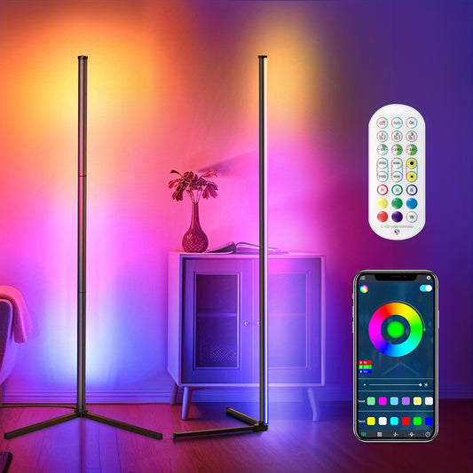 1/2-pack RGBIC Floor-standing Atmosphere Lamp, Intelligent Modern Floor-standing Sound Pickup Lamp, APP Infrared Remote Control LED Corner Lamp, With Music Synchronization And 16 Million DIY Colors, Color-changing Floor Lamp, Suitable For Bedroom Living R