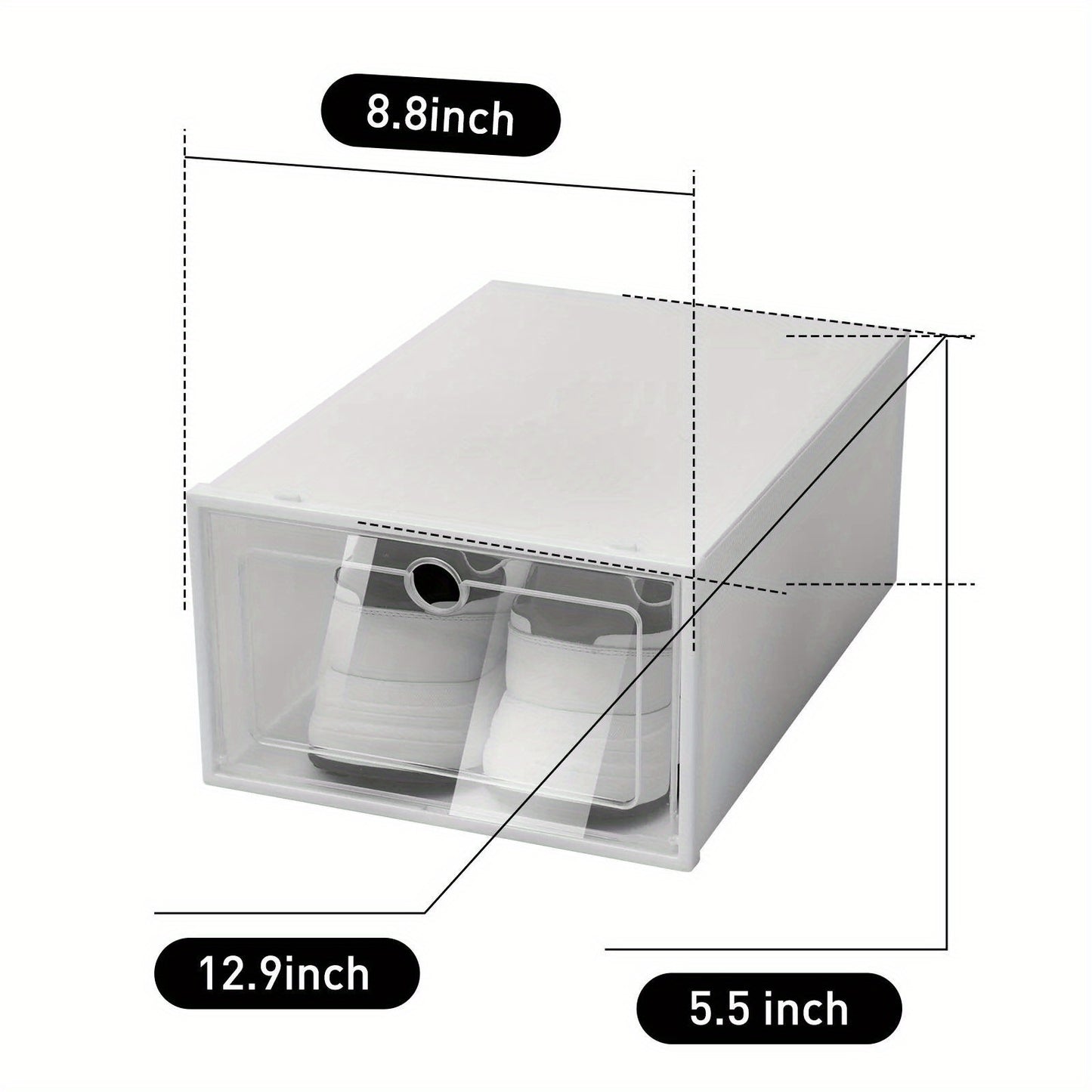 20 Pcs Shoe Box Storage Sneaker Cases Stackable Foldable Plastic Boxes White