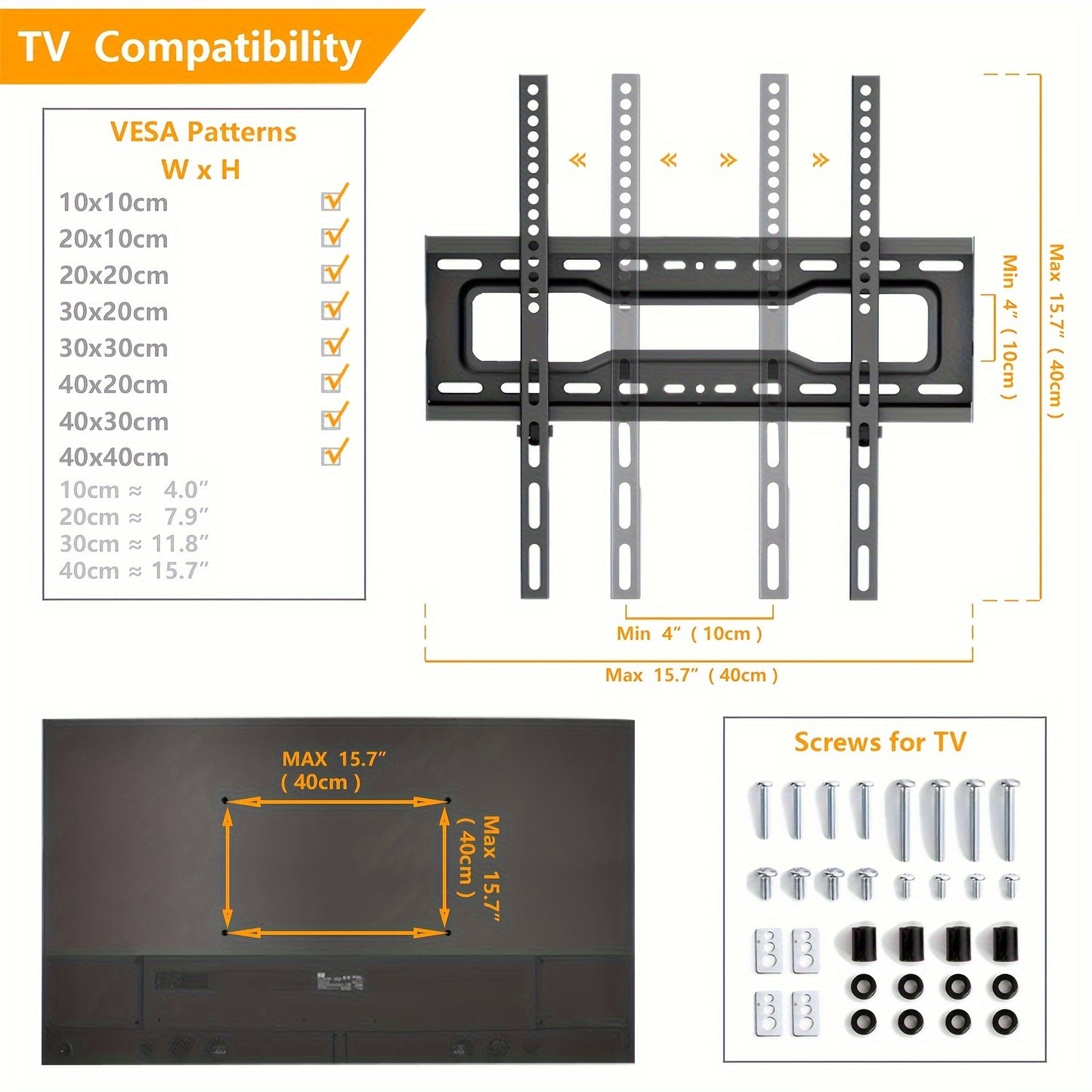 Universal Mobile TV Cart for 23in-55inch TV with Mute Wheel up to 88lbs