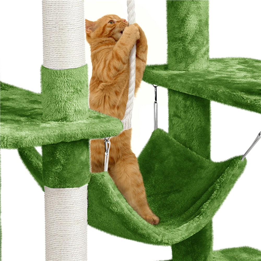 63in Large Cat Tree Tower Multilevel Cat Perch Plush Cat Condos with Hammock and Scratching Posts for Indoor Cats