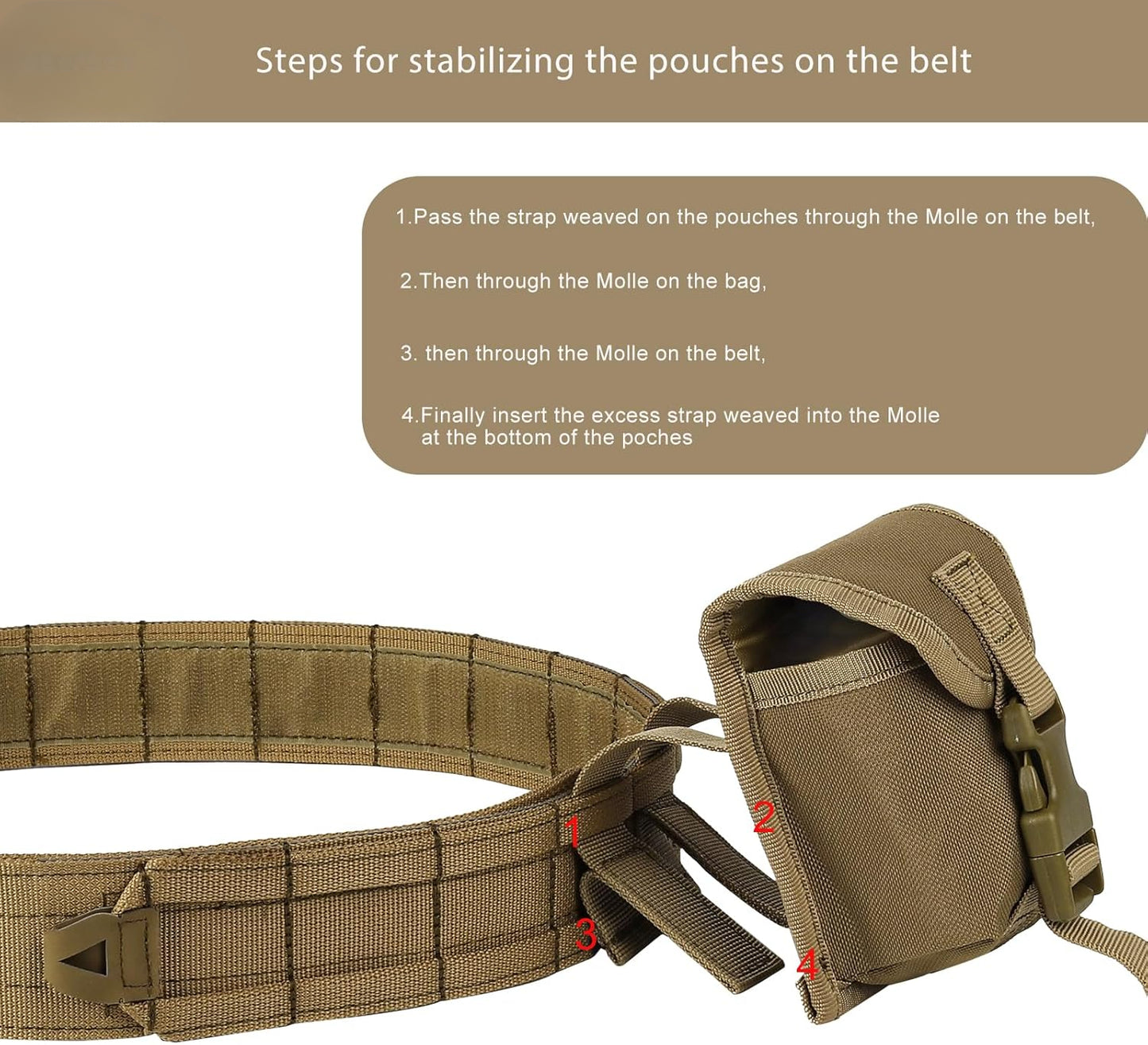 Molle Battle Belt with Accessories -Tactical Combat Belt Quick Release Rigger Airsoft Belt Heavy Duty Belts 8 pcs