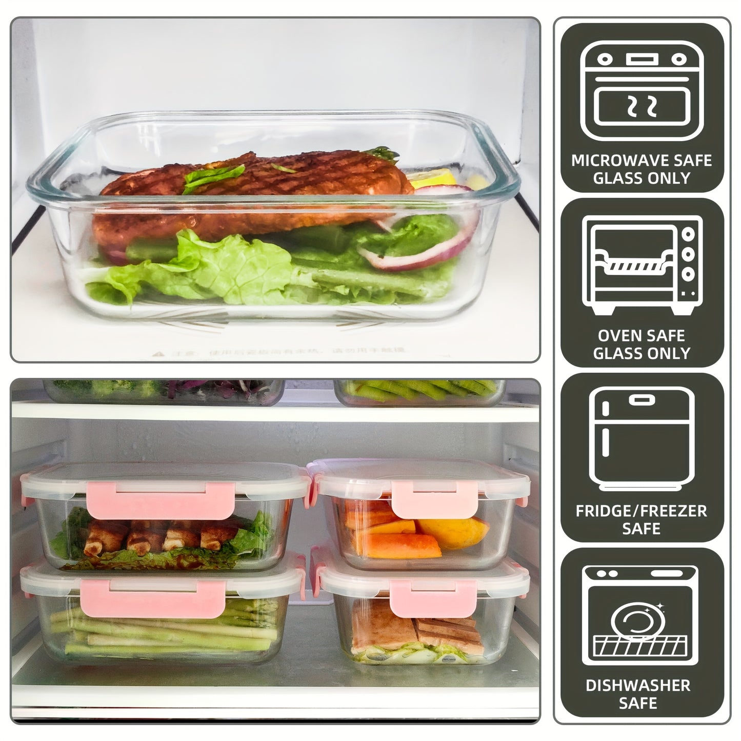 24pcs 12+12 Glass Storage Containers with Lids, High-Quality Borosilicate Glass Meal Prep Containers, Dishwasher, Microwave, Freezer Safe, Leak-Proof, Perfect for Leftovers and To-Go