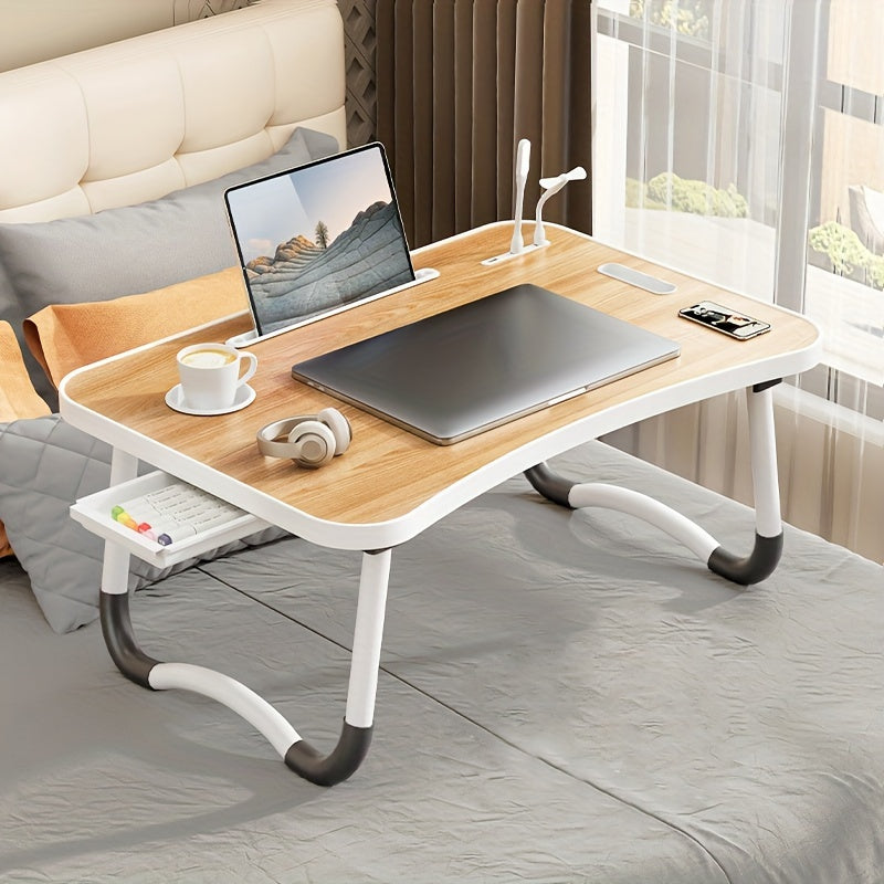 Ultra Large Portable Laptop Bed Table Foldable Desk, Computer Desk - Multi Functional Tray Holder With Cup Holder And Drawer, USB, Fan, And Light - Perfect For Eating, Reading, And Writing On Beds, Sofas, Floors - Stable, Durable, And Foldable