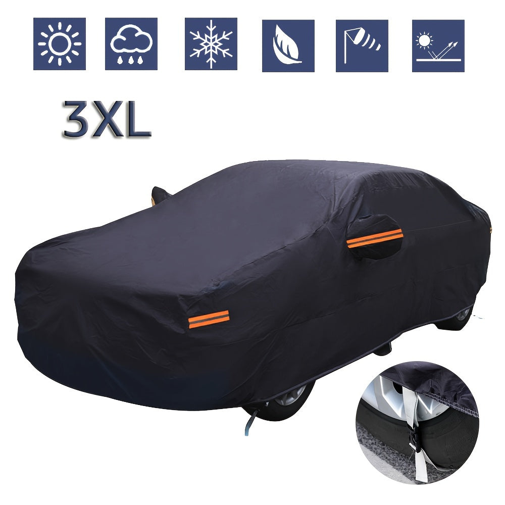 6-Layer Full Car Cover PEVA  with Soft Cotton Liner Waterproof Rain Snow Dust Sun Resistant Shelter Car Protector 3XL