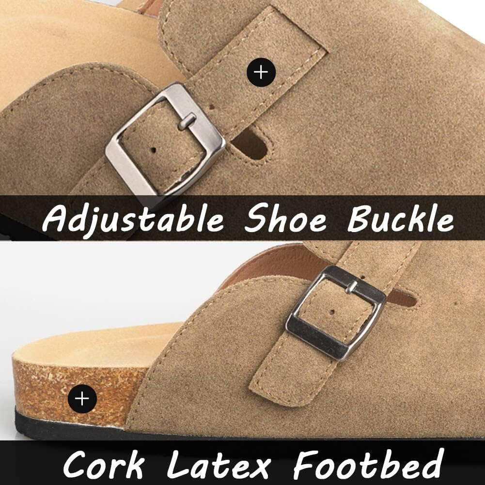 Clogs for Women Men Dupes Unisex Slip-on Potato Shoes Footbed Suede Cork Clogs and Mules