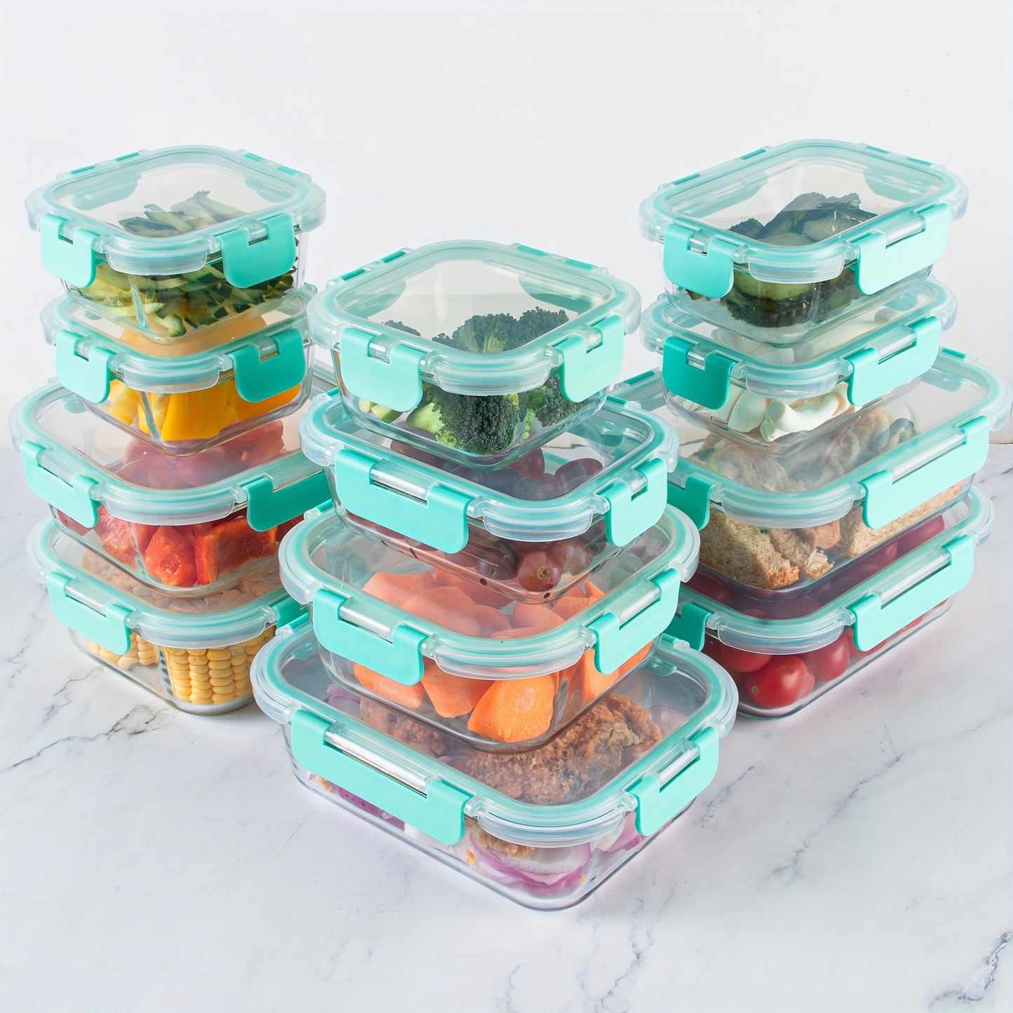 24-Piece Set: 12 High Borosilicate Glass Meal Prep Containers + 12 Airtight Lids, Microwave & Dishwasher Safe, Ideal for Meal Prep, Lunches, and Kitchen Food Storage