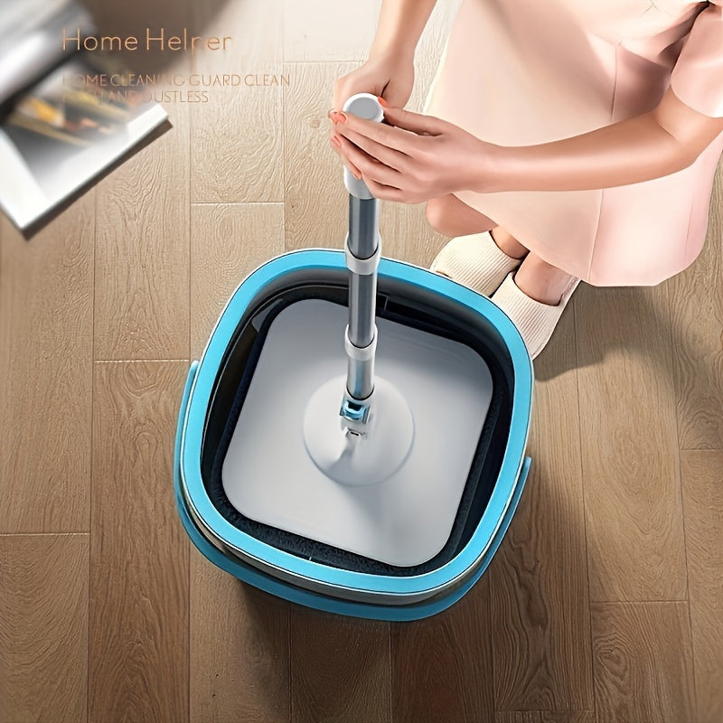 Separates Dirty and Clean Water, 2-Chamber Design, Flat Mop and Bucket Set, Hands Free Home Floor Cleaning, 4 Reusable Microfiber Mop Pads Included