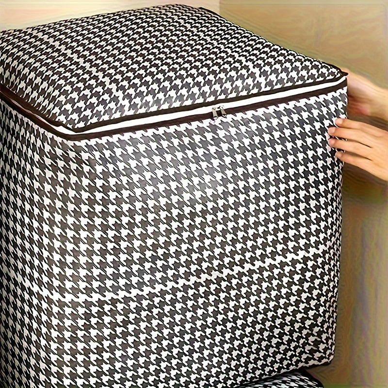 3 Pack of Extra Large 47.55gal Houndstooth Thickened Storage Containers for Household Large Capacity Clothes Quilt Storage Bucket Dustproof and Moisture Resistant Bag Double Zipper with Handle Storage Box Moving & Travel Storage Basket Ideal Storage Bask