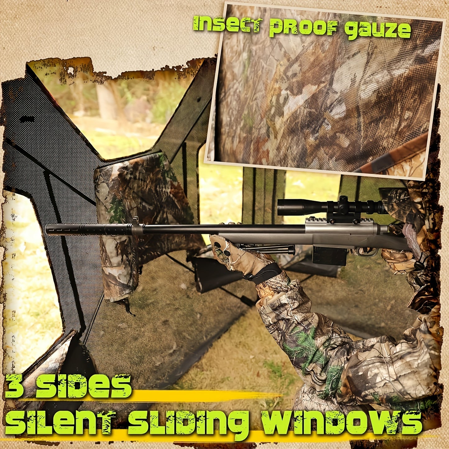 Hunting Blind, 2-3 Person Pop Up Blinds 360 Degree See Through Blind, Portable Durable Hunting Ground Blinds For Deer & Turkey Hunting