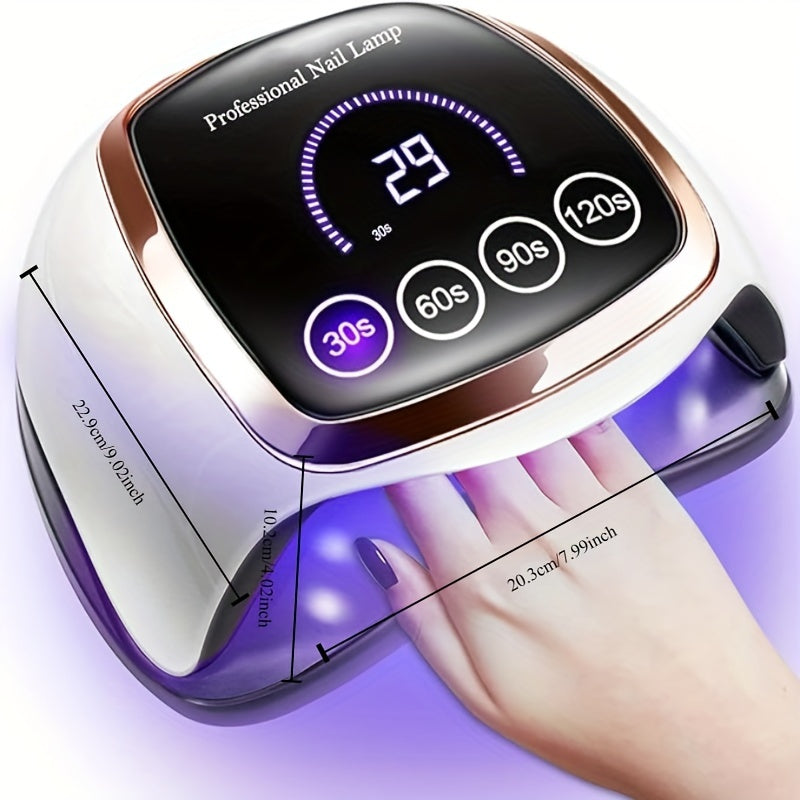 Professional UV LED Nail Lamp - Fast Curing, Automatic Sensor, 4 Timer Settings, Gel Polish Dryer for Fingernail and Toenail Nail Art - Home and Salon Use, Easy to Operate, Long-Lasting LED Light