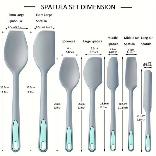 Silicone Spatula, 7 Pieces Seamless Spatula Set, Nonstick Turner Spatulas for Baking, Cooking & Mixing, Dishwasher Safe