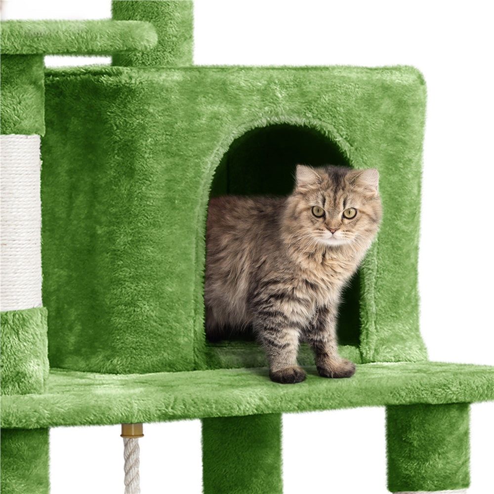 63in Large Cat Tree Tower Multilevel Cat Perch Plush Cat Condos with Hammock and Scratching Posts for Indoor Cats