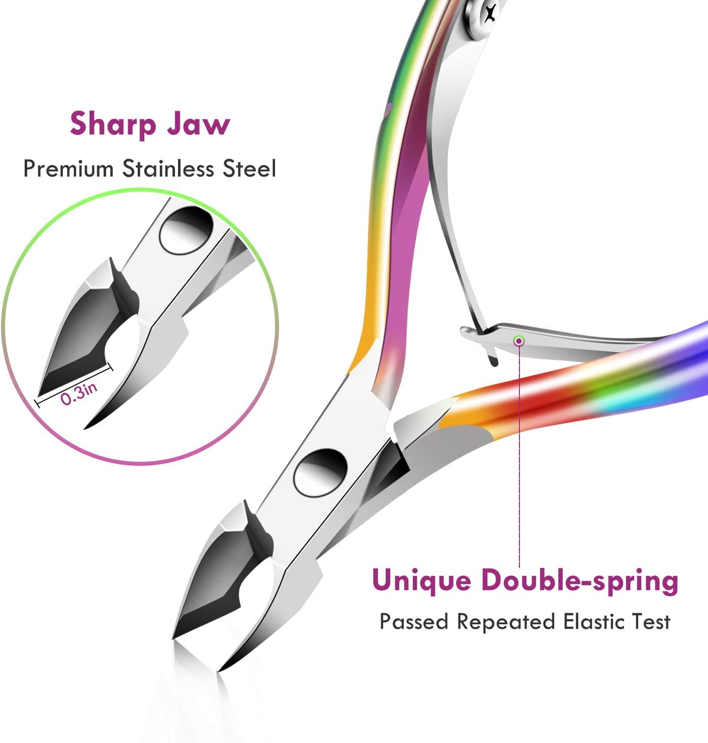 Cuticle Trimmer Cuticle Remover with Cuticle Pusher, Professional Stainless Steel Durable Pedicure Manicure Tools Cutter Nipper Scissor Clipper for Fingernails and Toenails Dead Skin