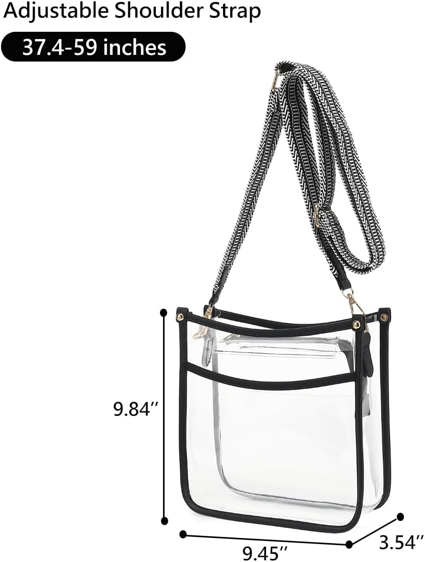 Clear Crossbody Bag Stadium Approved - Clear Purses for Women with Adjustable Strap Clear Shoulder Bag for Concerts