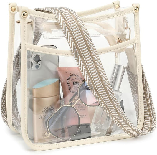 Clear Crossbody Bag Stadium Approved - Clear Purses for Women with Adjustable Strap Clear Shoulder Bag for Concerts