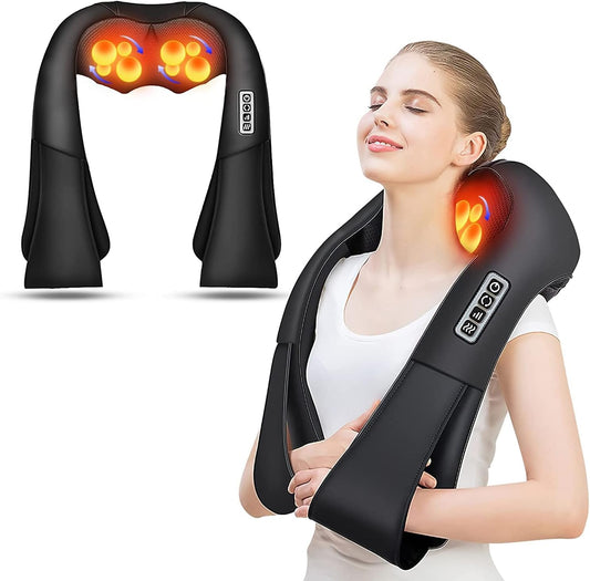 Shiatsu Back and Neck Massager, Back Massager Deep Tissue Kneading Massager Neck and Shoulder Massager with Heat, Electric 4D Massage Pillow Fathers Day Dad Gifts from Daughter(NOT Cordless)