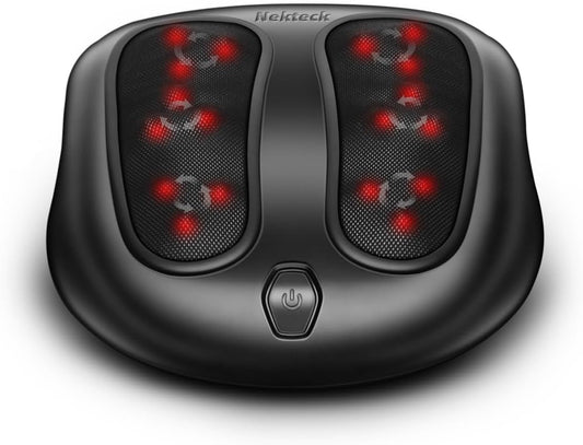 Shiatsu Foot Massager with Heat, Electric Kneading Feet Massage Machine for Plantar Fasciitis, Pain Relief, Built-in Infrared Heat Function for Home and Office