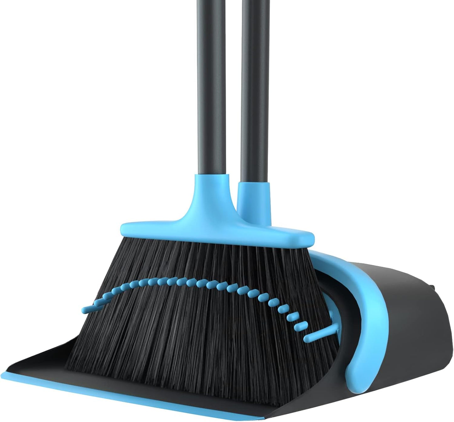 Upgrade Broom and Dustpan Set for Home, 52'' Long Handle, Standing Dustpan and Broom for Kitchen Office Lobby Floor