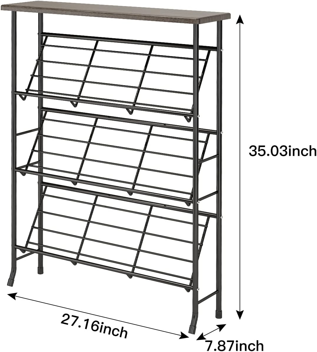 Shoe Rack Storage, Narrow 4 Tier Metal Shoe Storage Shelf, Free Standing Shoe Racks, Space Saving Shoe Rack Organizer for Entryway, Hallway, Bedroom, Living Room(12-16 Pair)