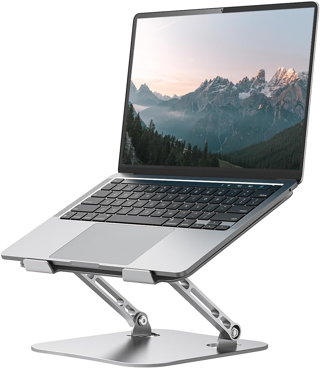 Laptop Stand Adjustable Computer Stand Sturdy Aluminum Laptop Stand for Desk Foldable Laptop Holder Portable Laptop Riser for 11–16-inch Laptop Notebook Tablet and More