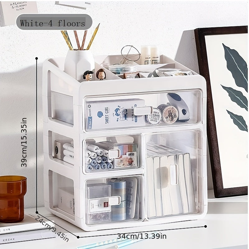 3/4 Layer White Plastic Desktop Drawer Organizer, The Perfect Choice For Home And Office