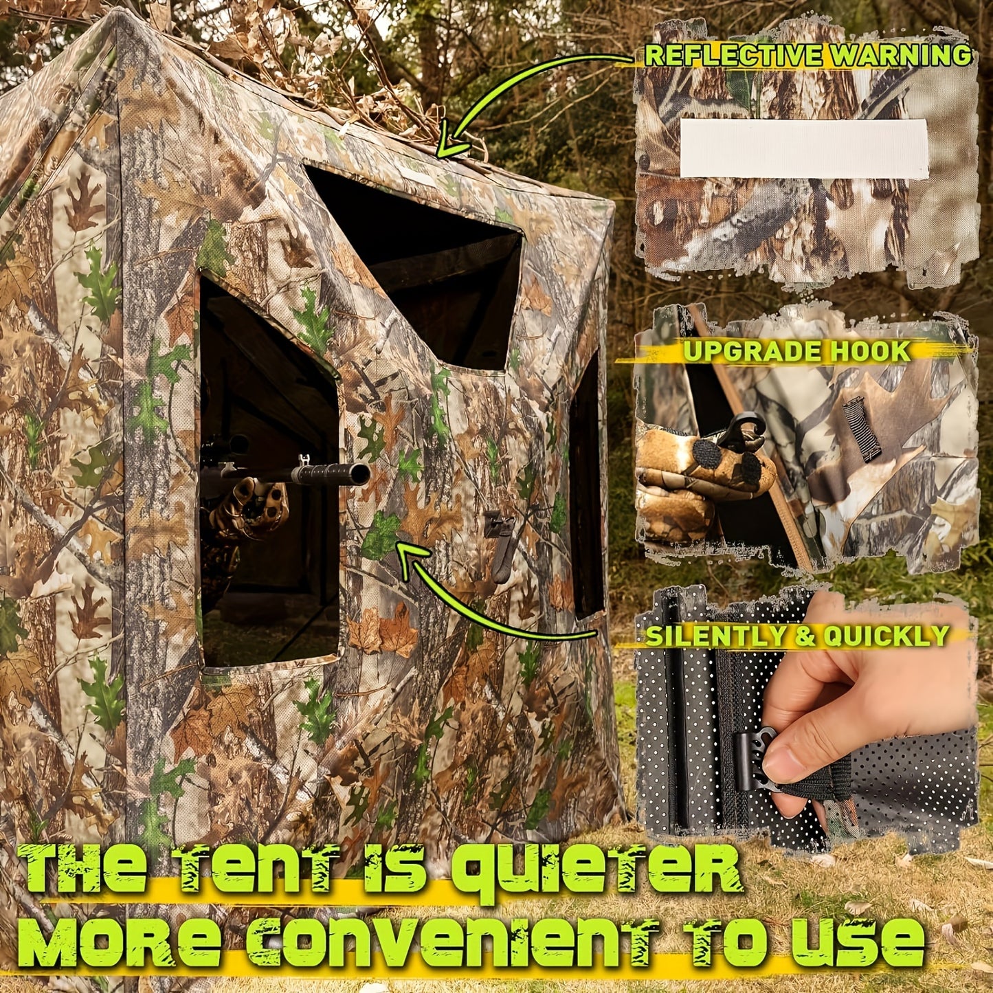 Hunting Blind, 2-3 Person Pop Up Blinds 360 Degree See Through Blind, Portable Durable Hunting Ground Blinds For Deer & Turkey Hunting