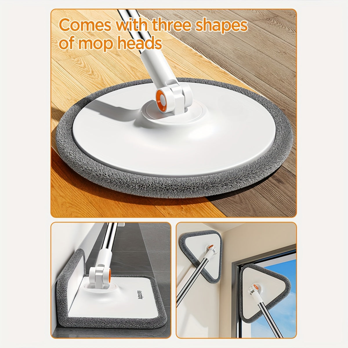 Spin Mop  and Bucket System, Includes Three Types Mop Heads, Dual Compartment Mop Bucket and Thick Washable Microfiber Mop Pads