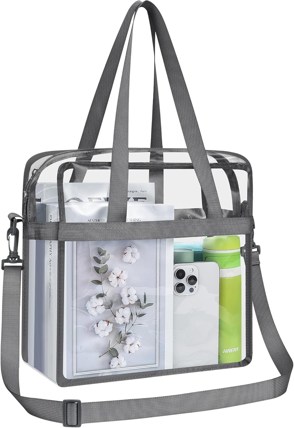 Bag Stadium Approved 12x6x12 Clear Tote Bag with Removable Strap Clear Lunch Bag for Work Sports Festival