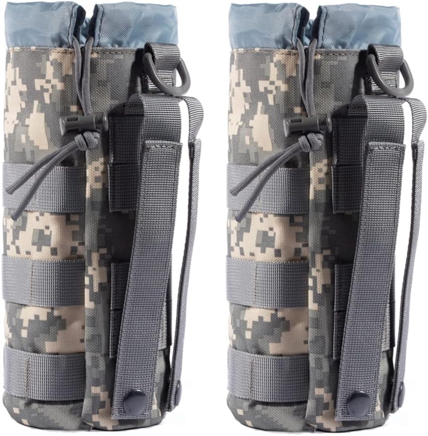 Upgraded Sports Water Bottles Pouch Bag, Tactical Drawstring Molle Water Bottle Holder Tactical Pouches, Travel Mesh Water Bottle Bag Tactical Hydration Carrier