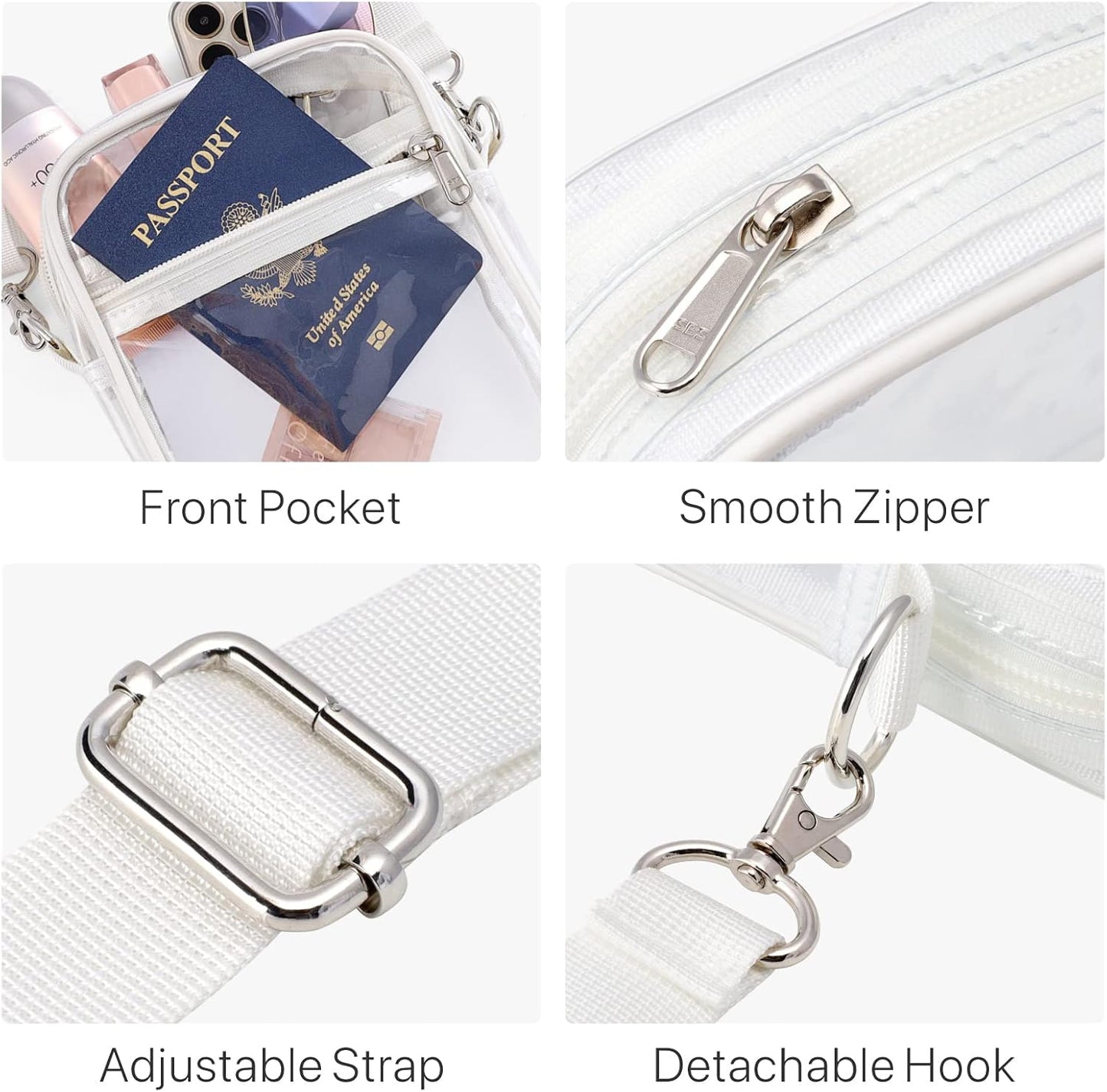 Clear Bag Stadium Approved - Clear Purses for Women Stadium Crossbody Messenger Bag for Concerts Sporting Events