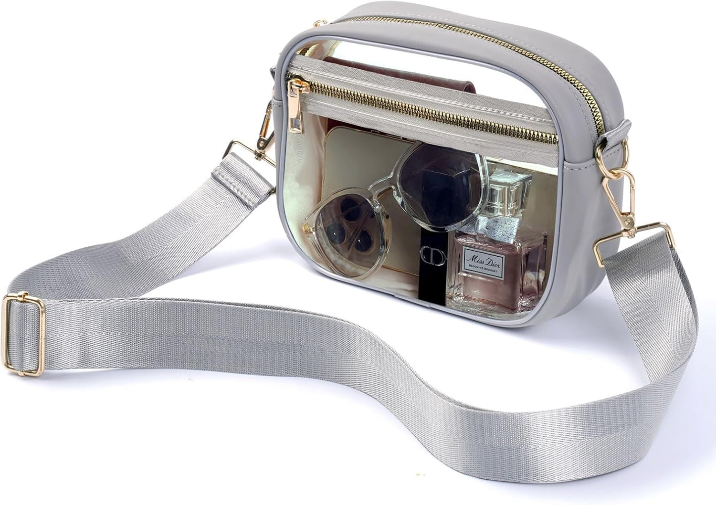 Clear Bag Stadium Approved, Leather Clear Crossbody Purse Bag for Concerts Sports Events Festivals