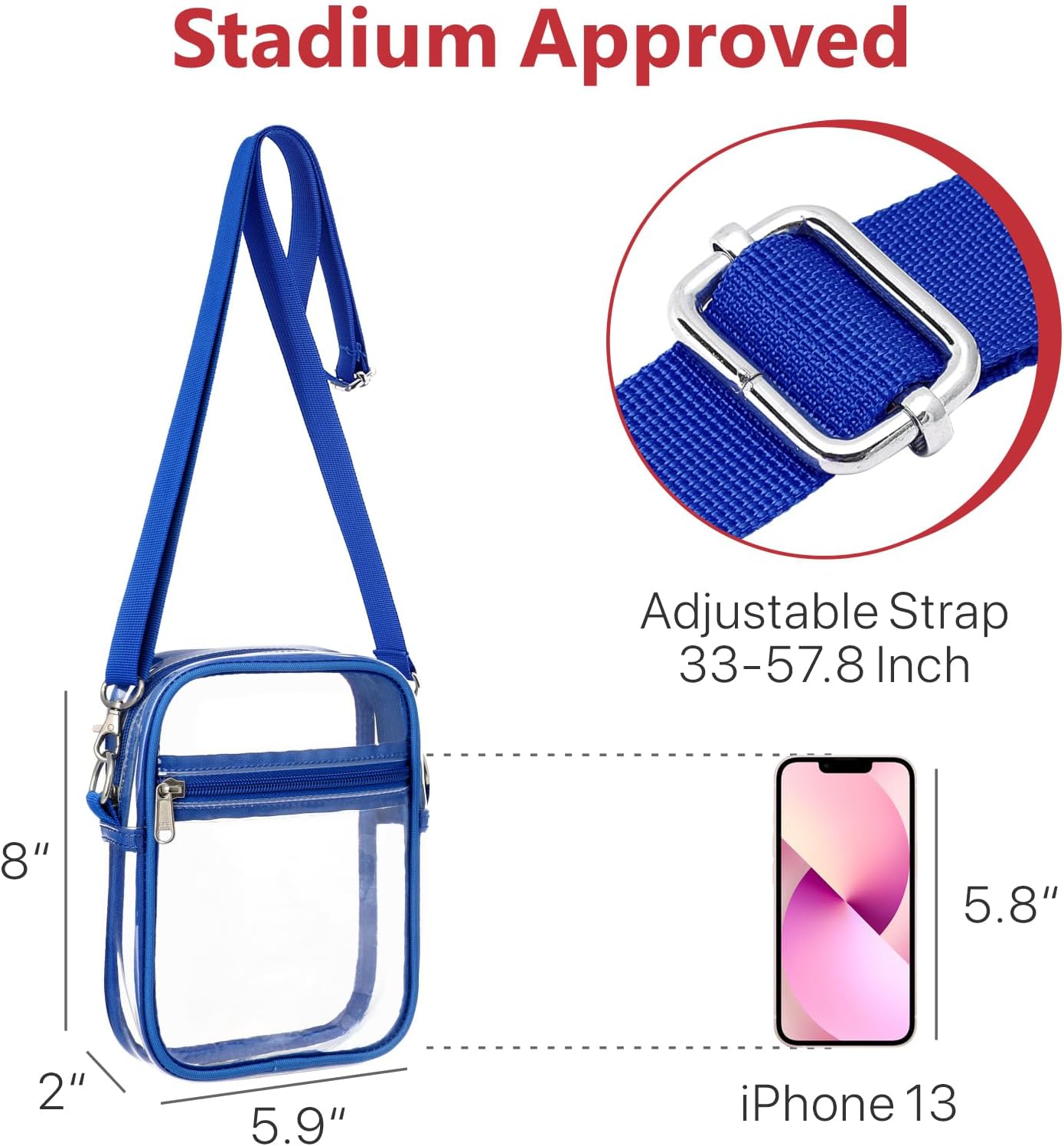 Clear Bag Stadium Approved - Clear Purses for Women Stadium Crossbody Messenger Bag for Concerts Sporting Events