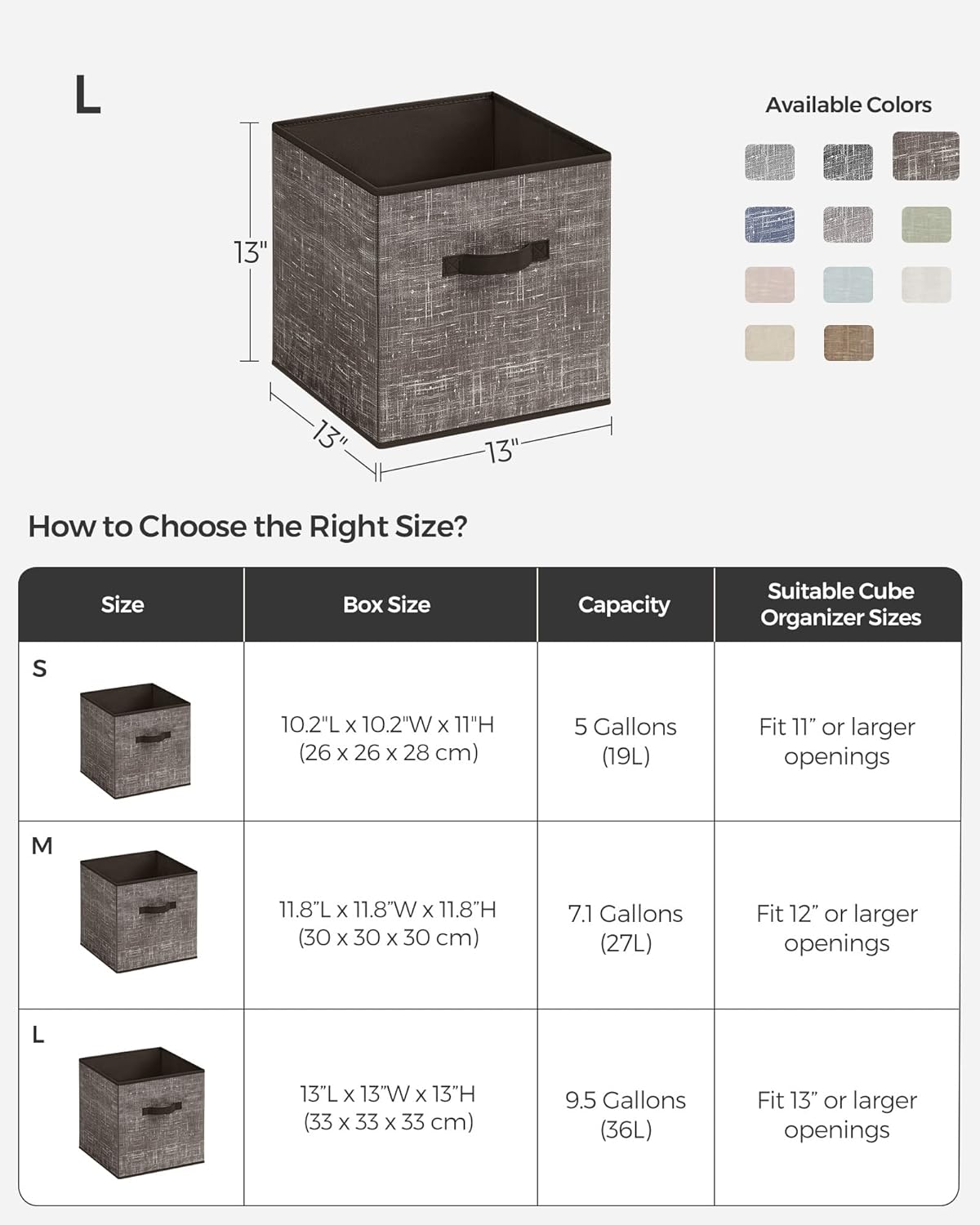 Storage Cubes, Non-Woven Fabric Bins with Double Handles, Set of 6, Closet Organizers for Shelves, Foldable, for Clothes