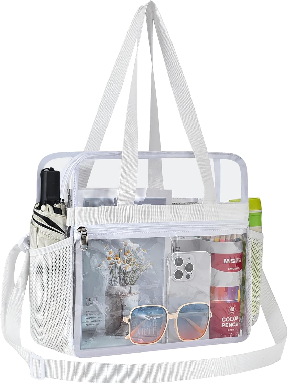 Bag Stadium Approved 12x6x12 Clear Tote Bag with Removable Strap Clear Lunch Bag for Work Sports Festival