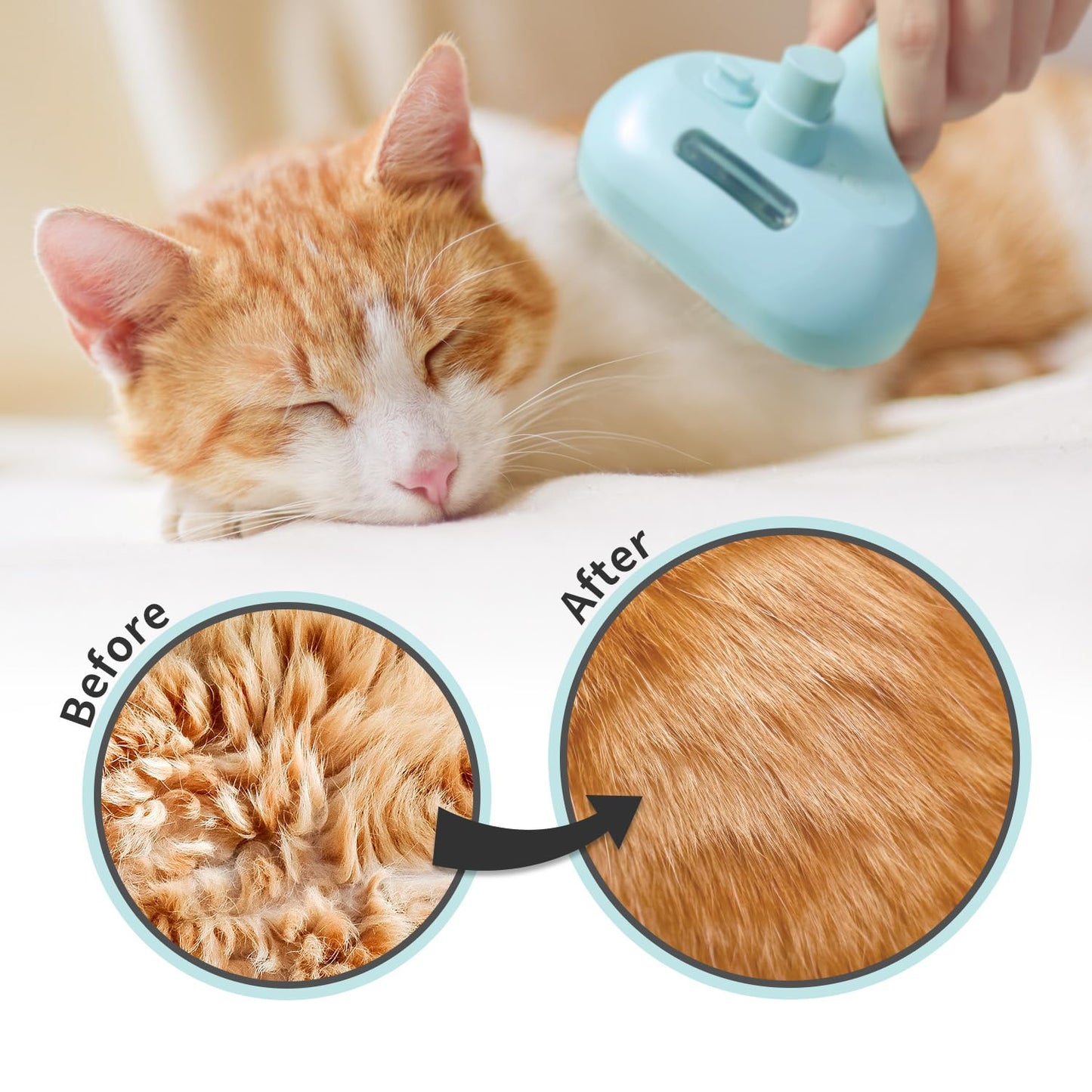 3-in-1 Self-Cleaning Pet Brush for Shedding - Removes Static and Loose Hair from Dogs and Cats