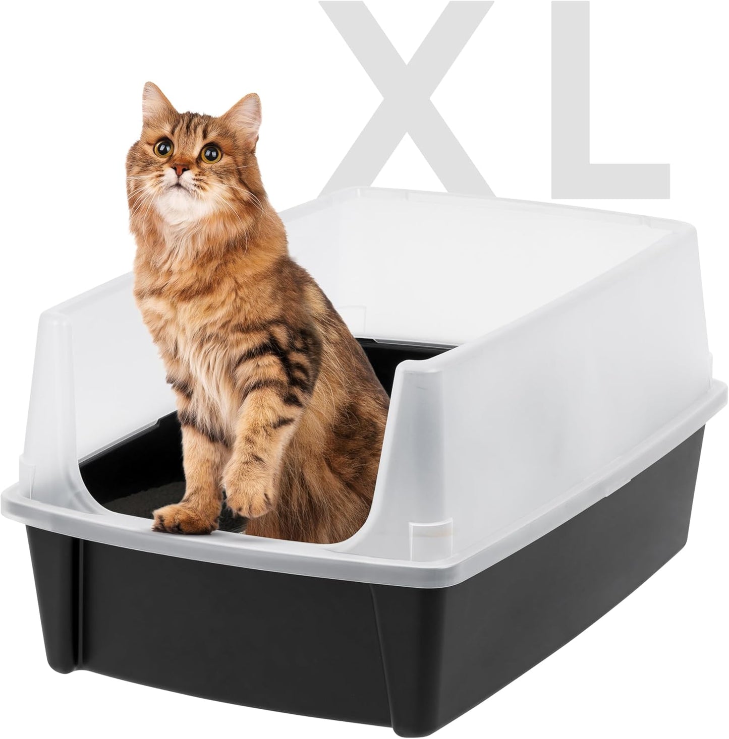 Extra Large Cat Litter Box, Open Top Litter Box for Big Cats and Multi-Cat Households, High Sided Scatter Shield, Easy to Clean